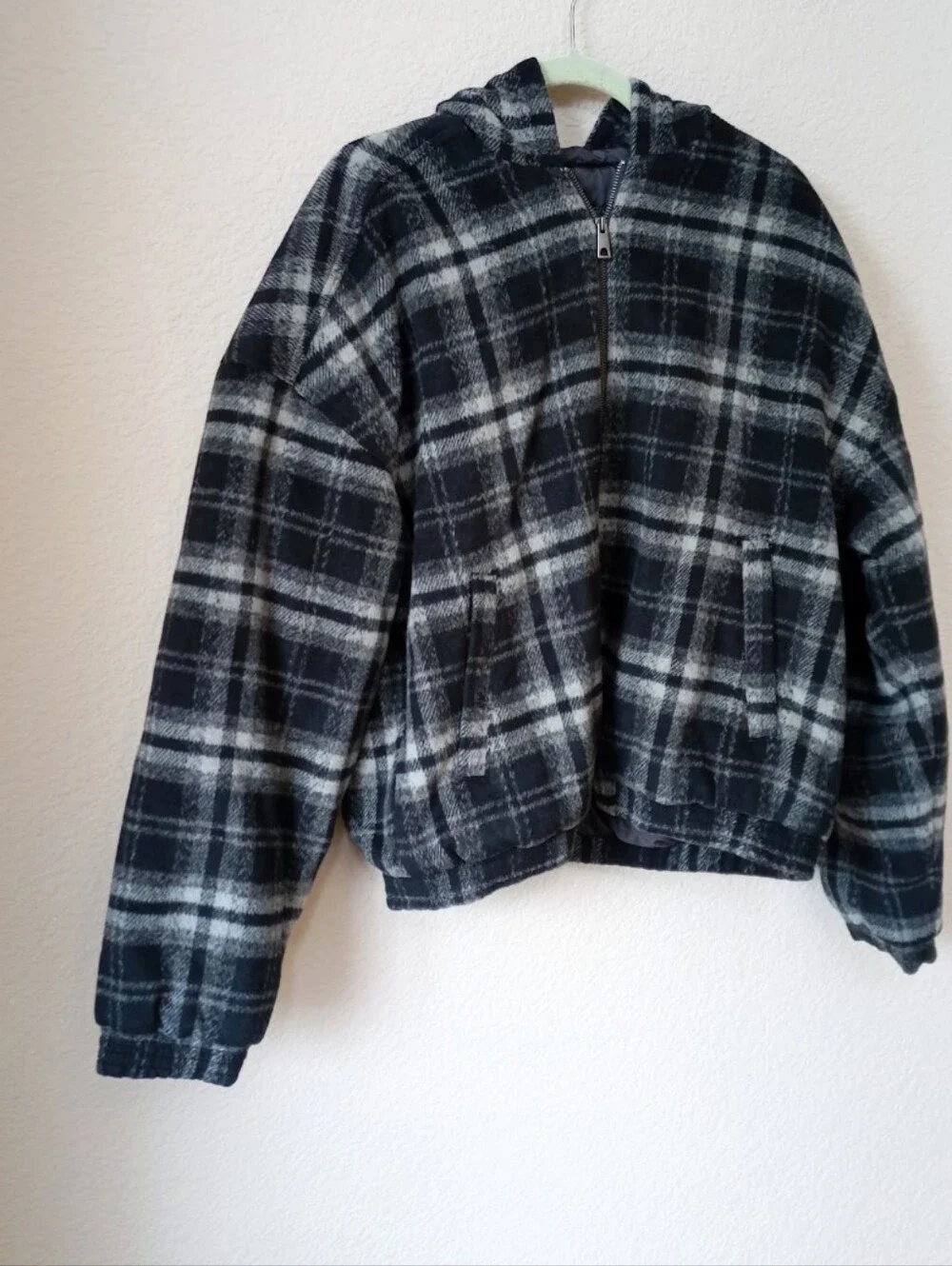 Hollister hooded plaid flannel skater jacket